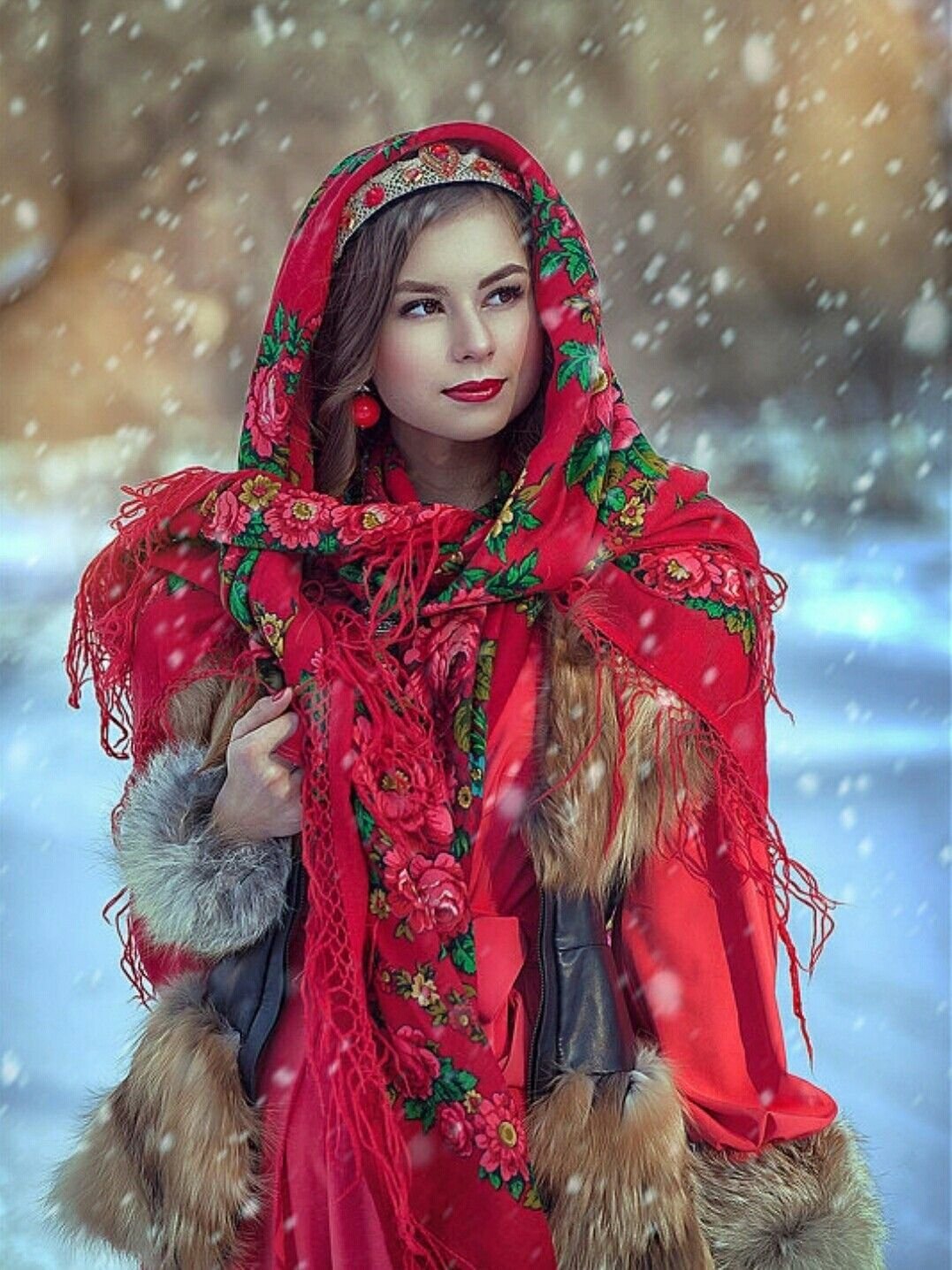 Beautiful girl Women in Slavic costumes in Gazipur