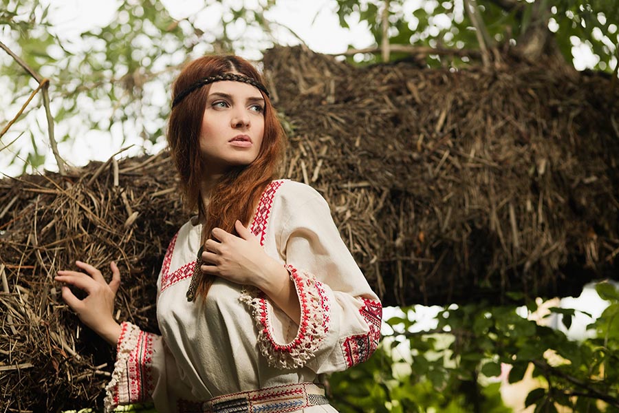 Women in Slavic costumes in Gazipur